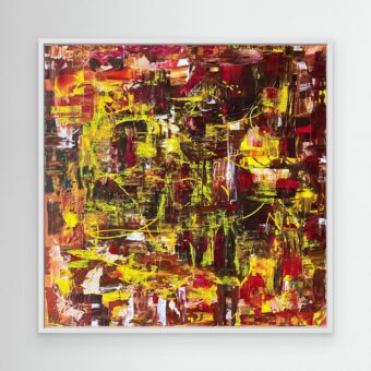 Surrounded By Love | Bruin met geel abstracte canvas print