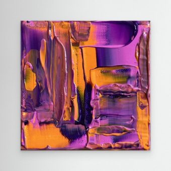 Abstracte canvas print in paars en oranje | Solar Flare