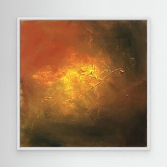 Abstract schilderij ‘Shining Through’ | warme goudbruine canvas print