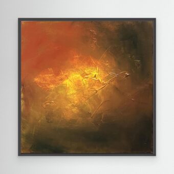 Abstract schilderij ‘Shining Through’ | warme goudbruine canvas print