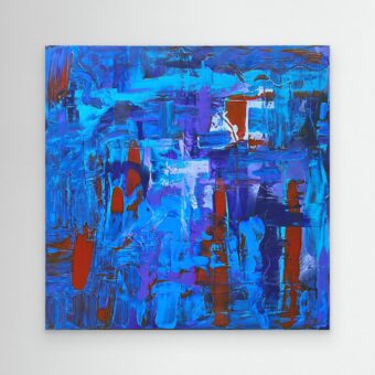 Abstracte canvas print met rood en blauw | By The Sea