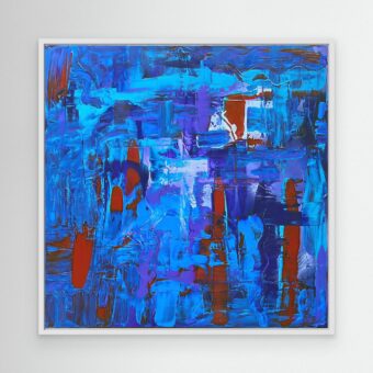 Abstracte canvas print met rood en blauw | By The Sea