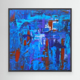 Abstracte canvas print met rood en blauw | By The Sea