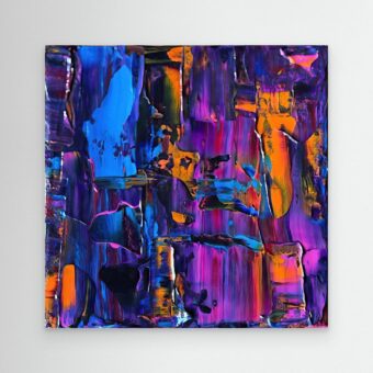 Never Say Goodbye | Abstract schilderij | paars blauwe canvas print niet ingelijst