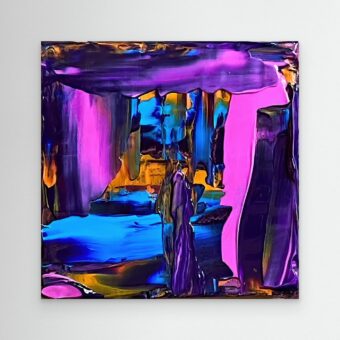 Abstracte canvas print in roze en lichtblauw | Coming out of Hiding