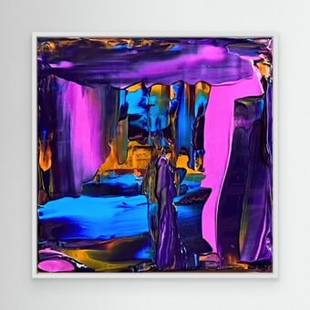 Abstracte canvas print in roze en lichtblauw | Coming out of Hiding