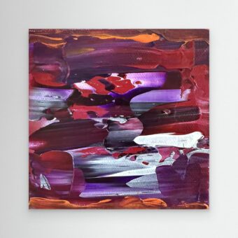 Abstracte canvas print in paars en rood | Friction & Flow
