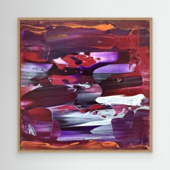Abstracte canvas print in paars en rood | Friction & Flow
