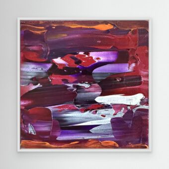 Abstracte canvas print in paars en rood | Friction & Flow