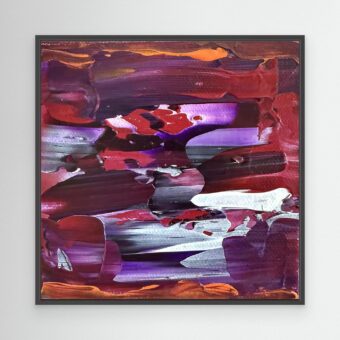 Abstracte canvas print in paars en rood | Friction & Flow