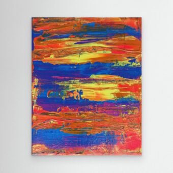Abstracte canvas print in oranje en blauw | After the Heat