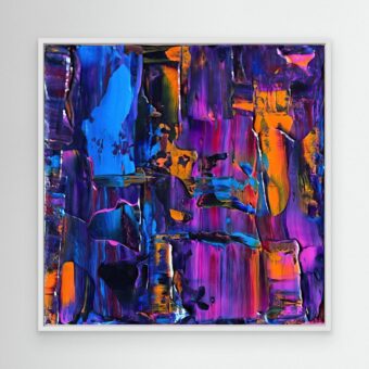 Never Say Goodbye | Abstract schilderij | paars blauwe canvas print witte lijst