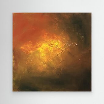 Abstract schilderij ‘Shining Through’ | warme goudbruine canvas print